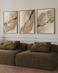 Dhikr Beige Gold Marble Poster Set