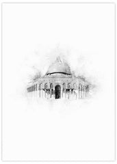 Dome of the Rock BW Watercolour Poster
