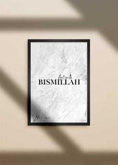 Start with Bismillah Grey Marble Poster