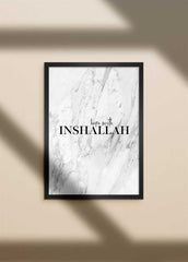 Hope with Inshallah Grey Marble Poster