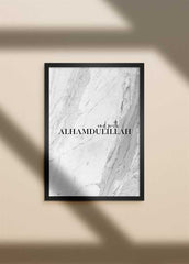End with Alhamdulillah Grey Marble Poster